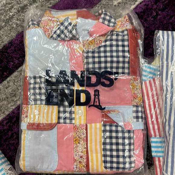 Lands' End Women's Tall Cotton Denim Button Front Long Sleeve Dress - Picture 5 of 7